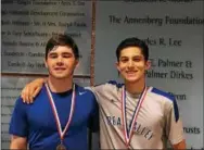  ?? SUBMITTED PHOTO ?? The Great Valley duo of Sam Kesti, left, and Nikhil Gangoli finished fifth in the PIAA District 1 AAA doubles tournament, and have advanced to the state doubles tourney.
