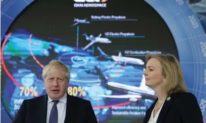  ?? ?? ‘Liz Truss is doing her best to make Boris Johnson look good in comparison.’ Johnson and Trussvisit GKN Aerospace, Bristol, October 2021. Photograph: Andrew Parsons/No10 Downing Street