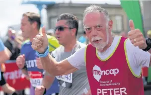 ??  ?? Peter Finn pictured running this year’s London Marathon on Sunday.