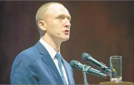  ?? Pavel Golovkin Associated Press ?? CARTER PAGE was an advisor to the Trump campaign. One of the documents Trump wanted declassifi­ed was an applicatio­n for a warrant to eavesdrop on Page.