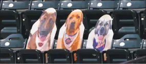  ?? Adam Hunger / Associated Press ?? Cutouts of Mets players’ dogs are displayed in the stands at Citi Field.