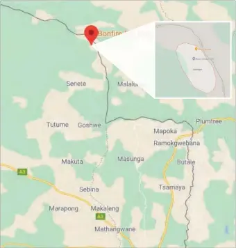  ??  ?? Screenshot map showing where Maitengwe is located