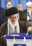 ??  ?? Supreme leader Ayatollah Ali Khamenei casts a vote in elections