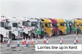  ??  ?? Lorries line up in Kent