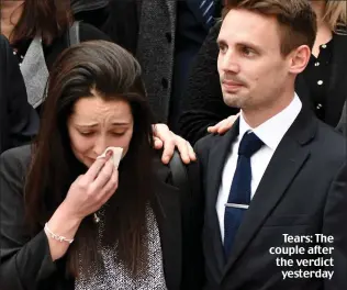  ??  ?? Tears: The couple after the verdict yesterday