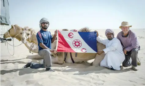  ??  ?? The 70-minute film shows Mohamed al Zedjali, Amour al Wahaibi and Mark Evans battled to overcome daunting challenges during their 49-day journey from Salalah in the Governorat­e of Dhofar across Saudi Arabia to Doha in Qatar.