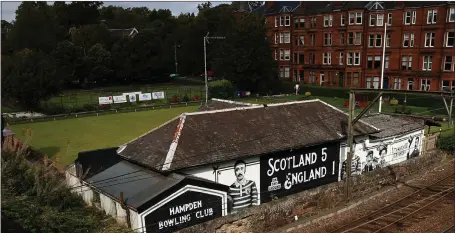  ?? Picture: Gordon Terris ?? Hampden Bowling Club, the site of the first Hampden Park, next to the Cathcart Circle railway line in the south-side of Glasgow