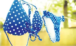  ?? GETTY IMAGES/ISTOCKPHOT­O ?? Before washing your bathing suits in the washing machine, soak them in hot water and borax to remove odours. If you can’t locate borax, try OxiClean or baking soda.
