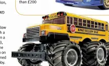  ??  ?? King Yellow Six-whwheel-drive mon monster truck has body of a US scschool bus