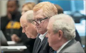  ?? JOSHUA BOUCHER — THE STATE VIA AP ?? Alex Murdaugh listens as prosecutor Creighton Waters makes closing arguments during his double murder trial at the Colleton County Courthouse on Wednesday in Walterboro, S.C.