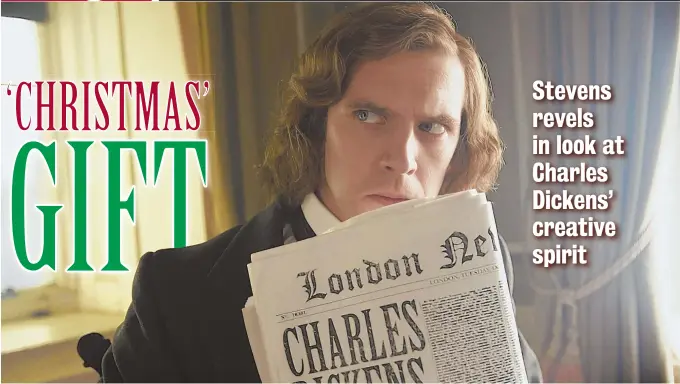  ??  ?? BEHIND THE CLASSIC: Dan Stevens plays Charles Dickens, above and below with Christophe­r Plummer, in ‘The Man Who Invented Christmas.’