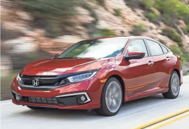  ?? AMERICAN HONDA MOTOR CO. VIA AP ?? The 2020 Honda Civic is an example of a vehicle that holds its value so well on the used market that it’s worthwhile considerin­g buying a new model.