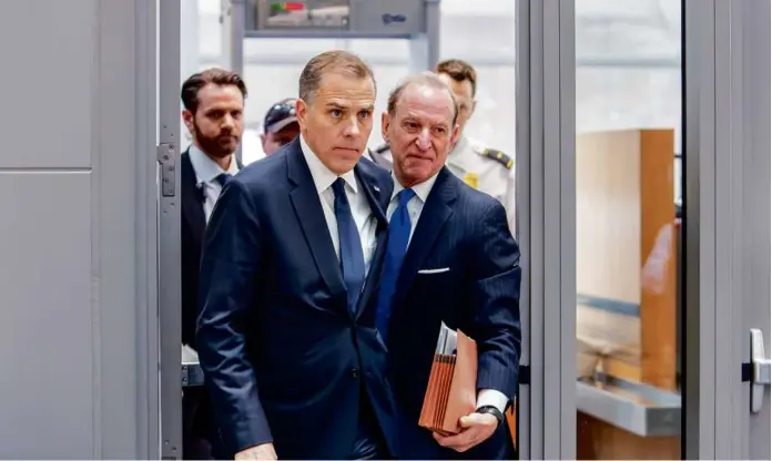  ?? J. SCOTT APPLEWHITE/ASSOCIATED PRESS ?? Hunter Biden arrived on Capitol Hill Wednesday with attorney Abbe Lowell for his closed-door deposition on President Biden.