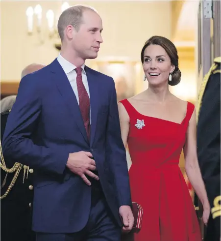  ?? JONATHAN HAYWARD, THE CANADIAN PRESS ?? The Duke and Duchess of Cambridge arrive at Government House in Victoria for a private reception on Monday. Guests included Canadians who have, according to the royal itinerary, “made notable contributi­ons to B.C. and Canada.”