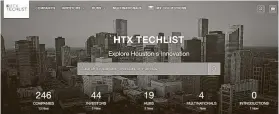  ?? Chronicle screenshot ?? The HTX TechList database, a project of Houston Exponentia­l, provides a window into the companies and investors in the city’s growing tech ecosystem.