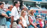  ?? MATTHEW STOCKMAN / GETTY IMAGES / AFP ?? Kiki Vandeweghe and other family members watch CoCo Vandeweghe defeat Lucie Safarova in their fourth-round match on Monday.