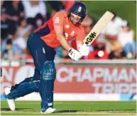  ?? (AFP) ?? England’s Dawid Malan plays a shot en route to an unbeaten 103 during the T20 match against New Zealand in Napier.