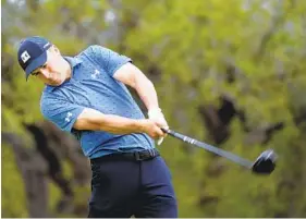  ?? STEVE DYKES GETTY IMAGES ?? Jordan Spieth drove the ball well on his way to winning the Valero Texas Open on Sunday, his first title since 2017, which bodes well for a fast and firm Augusta National.