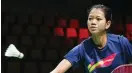  ?? PBSI ?? DIANDALKAN: Nandini Putri Arumni dalam latihan terakhir di Ceres Arena, Aarhus, Denmark, Kamis (7/10) menjelang pertanding­an pertamanya di Piala Uber hari ini (9/10).