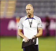  ?? Tim Nwachukwu / Getty Images ?? US coach Gregg Berhalter looks on during a training session at Al Gharafa Stadium on Monday in Doha, Qatar.