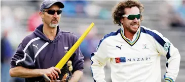  ??  ?? Shady characters: Former Yorkshire coach Jason Gillespie and Ryan Sidebottom