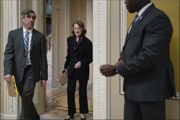  ?? J. SCOTT APPLEWHITE — THE ASSOCIATED PRESS FILE ?? Sen. Dianne Feinstein, D-Calif., arrives for the Senate Democratic Caucus leadership election at the Capitol in Washington on Dec. 8.