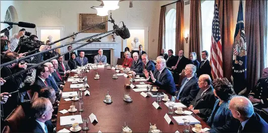  ?? Picture: AP ?? THE BOSS: President Donald Trump speaks during a meeting with his cabinet in the Cabinet Room of the White House in Washington.