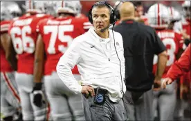  ?? ROBBINS/GETTY IMAGES ?? Former Ohio State football coach Urban Meyer encouraged assistant coach Zach Smith to remain with the Buckeyes after the 2017 season after getting wind of Alabama’s interest. Smith decided to stay only to be fired in July 2018.JOE