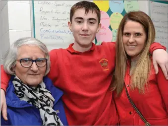  ??  ?? Gertie Burns, James Sheridan and Pamela Burns at Grandparen­ts Day at St Johns school