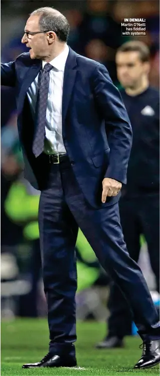  ??  ?? IN DENIAL: Martin O’Neill has fiddled with systems