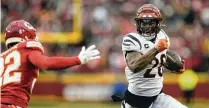  ?? CHARLIE RIEDEL / ASSOCIATED PRESS ?? Cincinnati Bengals running back Joe Mixon is owed $3 million in bonuses if he is still on the Bengals roster on March 18 and his hit on the salary cap is $8.85 million.
