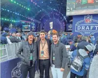  ?? JORDAN FIELD/DETROIT TIGERS ?? Tigers pitchers Jason Foley (left), Alex Faedo (center) and Casey Mize attend the first round of the NFL draft in Detroit on Thursday.