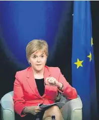  ?? Picture: Getty. ?? Nicola Sturgeon at last week’s public discussion for EU nationals living in Scotland.