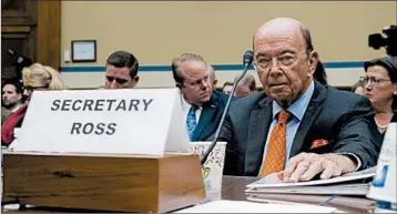  ?? J. SCOTT APPLEWHITE/AP 2017 ?? Commerce Secretary Wilbur Ross has instructed officials to include a question about citizenshi­p in the 2020 census.