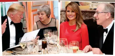  ??  ?? Table talk: Donald Trump with Theresa May, and her husband Philip with Melania