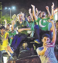  ?? AFP ?? People took to the streets in Islamabad after Pakistan thrashed India to lift their maiden Champions Trophy on Sunday.