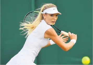  ??  ?? Katie Boulter plays a backhand during the Ladies Singles first round match against Christina McHale on day two of the Wimbledon Lawn Tennis Championsh­ips. (Photo by Shaun Botterill/Getty Images)