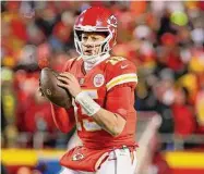  ?? Kevin C. Cox/TNS ?? Chiefs quarterbac­k Patrick Mahomes looks to pass against the Bengals in the AFC Championsh­ip Game on Jan. 29 in Kansas City, Mo.