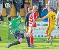  ??  ?? Keiran Mcgachie scores for Bonnyrigg Rose