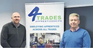  ?? PHOTO: GREGOR RICHARDSON ?? Building the future . . . For Trades Apprentice­ship Training Trust manager Matt Hogan and Business South director of workforce and business developmen­t Grant Harrex.
