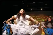  ?? ?? Evelyn Carias, 16, of Daly City, dances during a dress rehearsal for a play at Jefferson High School in Daly City, on Tuesday, Feb. 7.