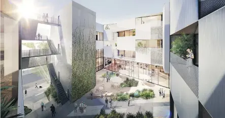  ??  ?? This is what the Courtyard 33 project by RNDSQR in Marda Loop — a six-storey, 14,000-square-foot residentia­l/commercial complex — will look like.