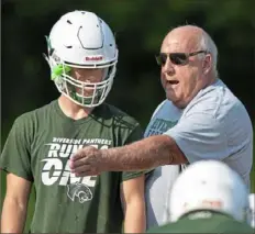  ?? Steph Chambers/ Post- Gazette ?? Riverside coach Ron Sciarro leads his team against the topranked team in Class 2A Friday night.