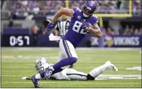  ?? BRUCE KLUCKHOHN — THE ASSOCIATED PRESS ?? Tight end Kyle Rudolph signed with the Giants after the Vikings released him, ending his 10-year tenure with the NFC North Division club.