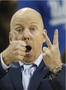  ?? AP FILE ?? BIG EXPECTATIO­NS: Second-year UCLA head coach Mick Cronin has his work cut out with the Bruins debuting at No. 2 in the AP Top 25.