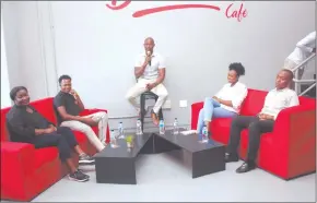  ?? Photo: Paheja Siririka ?? Unpacking racism… Esmie Erastus, Samuel Ndungula, John Haufiku, Vendjii Kandetu and Clinton Muinjo discussing the impact of racism in Namibia and how it can be addressed.