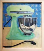  ?? SUBMITTED PHOTO ?? “Sea foam Green Mixer” oil on King Arthur Flour Bag by S.Biebuyck