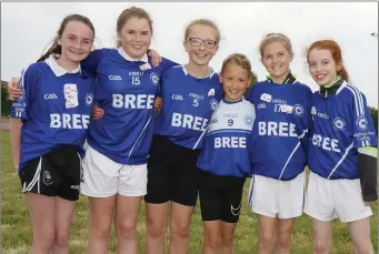  ??  ?? Bree N.S. athletes Holly Dunne-Maher, Claire Whelan, Rachel Murphy, Jayden Kenny, Ciara Byrne and Katie Doyle at the primary schools athletics day in Enniscorth­y.