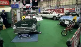  ?? ?? Enthusiast­s of British Vehicles Built Before 1985 had an eye- catching and varied display – including a Chopper and a charming little caravan.