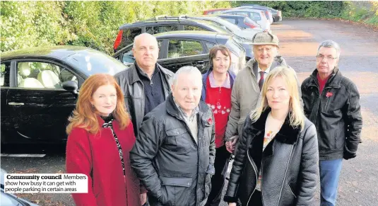  ??  ?? Community council Members show how busy it can get with people parking in certain areas